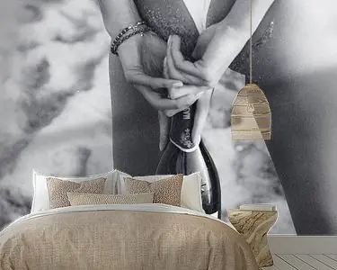 Oferta limitowana Champagne op het strand -Zomer Zwart-Wit Moderne Fotografie