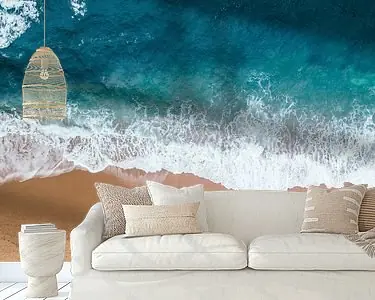 Rabat Zee en strand, abstracte compositie van lijnen in de branding