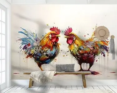 Kleurrijke Kippen: Vrolijk schilderij Bezpieczna płatność