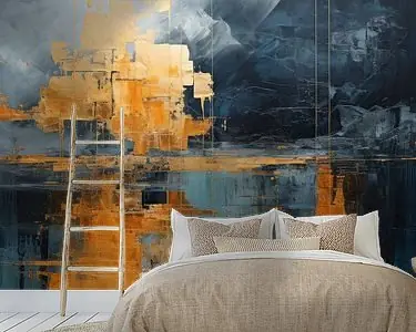 Rabat Modern abstract in blauw en goud