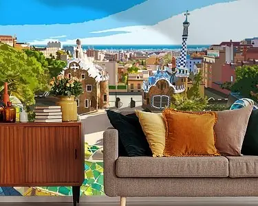 Tani Park Guell in Barcelona, Spain.