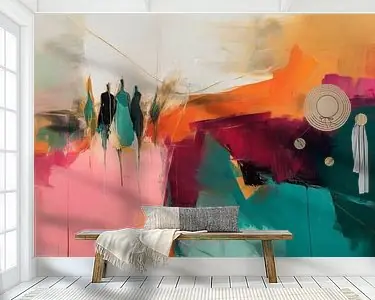 Niska cena Modern abstract landschap in warme kleuren