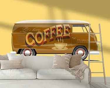 Szybka dostawa Vintage bus Coffee reclame lettering