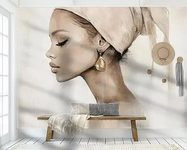 Modern chic en abstract portret in pasteltinten Wyprzedaż