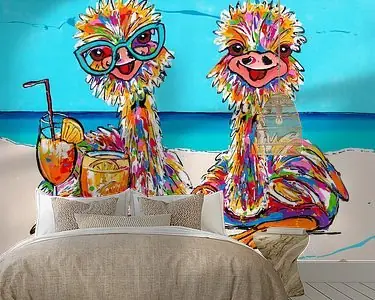 Oryginalny Vrolijke struisvogels op vakantie