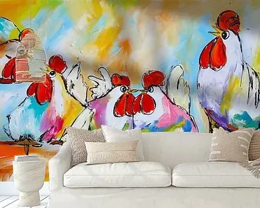 Vrolijke Kippen Op Stok Wysoka jakość