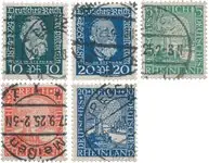 Duitse Rijk - 1924 - Michel 368-369 + 372-374 - Gebruikt Tylko dziś