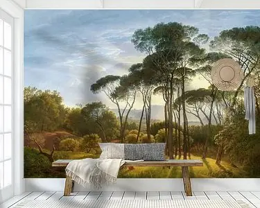 Najlepsza cena Italiaans landschap met parasoldennen, Hendrik Voogd, digitaal gerestaureerd