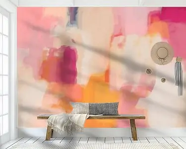 Najlepsza cena Pastel dromen. Kleurrijk abstract schilderij in roze, geel, paars.