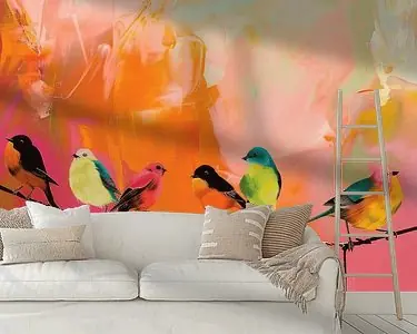 Kleurrijke vogels op een tak Oferta limitowana