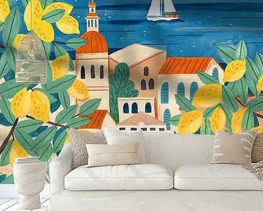 Nowość Reis poster vrouw aan de Amalfi kust, Italie