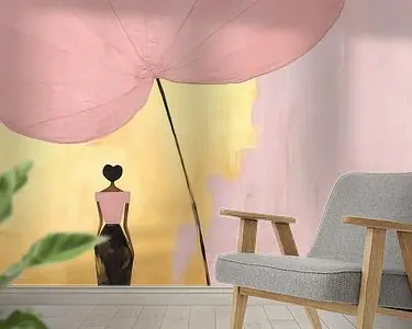 Japandi, vrouw en Lotus bloem in Roze en Goud Ekspresowa dostawa