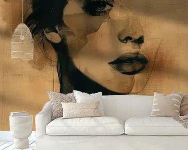 Zwrot pieniędzy Abstract portret in aardetinten