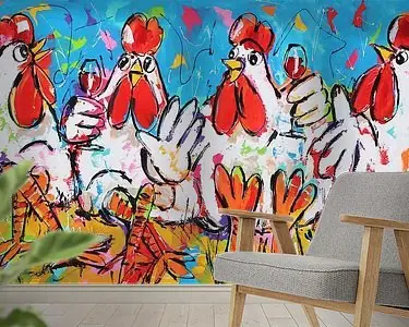 Proostende Kleurrijke Kippen Rabat