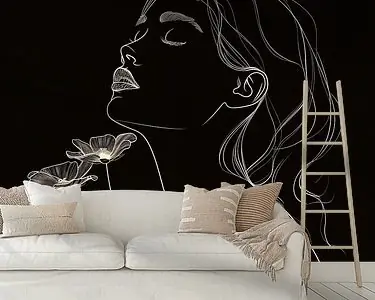 lijntekening van een vrouw met een bloem Promocja