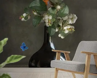 Najlepsza cena Stilleven Vaasje met sneeuwbessen en vogel