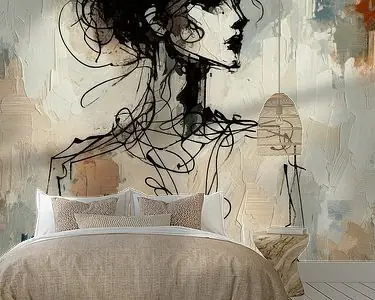 Premium Expressief portretschilderij in de natuur