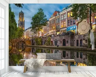 Utrecht - Spiegelende Oudegracht Autentyczny