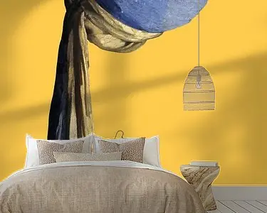 Wyprzedaż Vermeer Meisje met de Parel Ondersteboven - popart okergeel