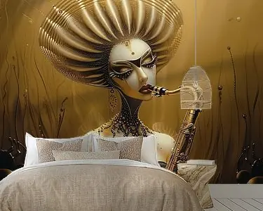 Oryginalny Sunflower Queen playing saxophone | Abstract