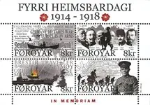 Faroer eiland - Eerste wereld oorlog - Postfris souvenir velletje met overprint Darmowa dostawa