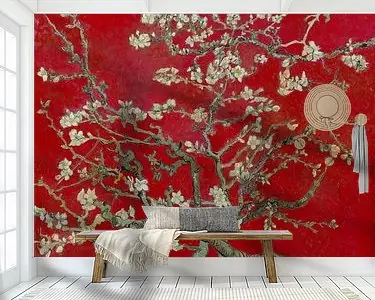 Tani Amandelbloesem van Vincent van Gogh (Donker rood)