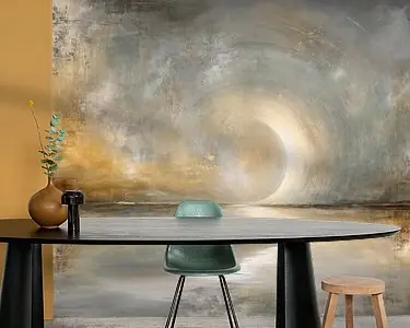 Szybka dostawa Abstract Landschap - Goud en Mistige Zonsondergang Dromerig Schilderij