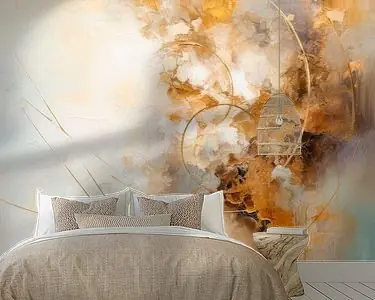 Rabat Abstract minimalistisch schilderij in herfstkleuren \\u2013 warme aardetinten en organische rust