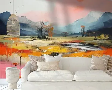 Modern en abstract landschap in pastelkleuren Popularny