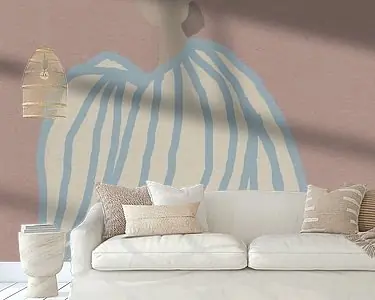 Szybka dostawa Strepen. Vrouwenportret in retrostijl. Oudroze en blauw.