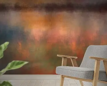 Kleurrijk abstract minimalistisch landschap in pastelkleuren. Aardetinten, verbrand oranje, roze en groen. Wysoka jakość