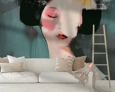 Oferta limitowana Geisha in pastelkleuren, modern en abstract