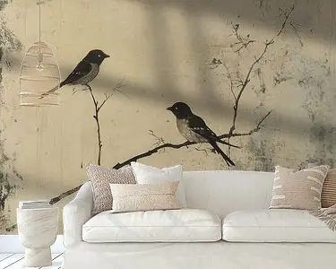 Minimalistische Vogels in Japandi Wabi-Sabi Stijl Darmowa dostawa