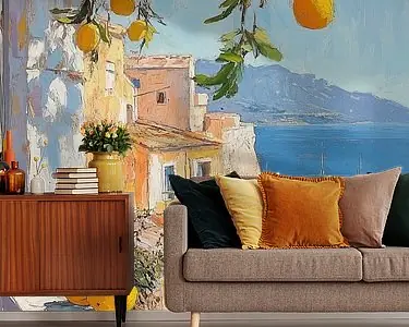 Italiaanse Kuststad tussen de Citrusbomen Wyprzedaż