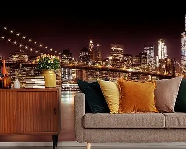 Zamów teraz Nacht Skyline Manhattan Brooklyn Bridge