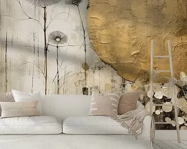 Tani Landschap in mixed media stijl met gouden accenten