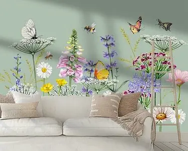 Veldbloemen natuur met vlinders en bijen Szybka dostawa