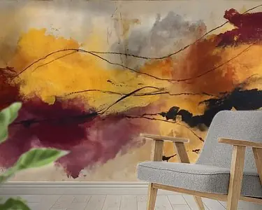 Ostatnia szansa Abstract Schilderij - Goud en Bordeaux Krachtig en Dynamisch