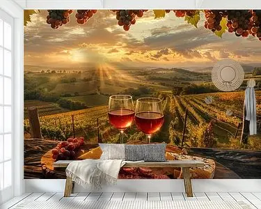 Wijn drinken met uitzicht op de wijngaard Oferta