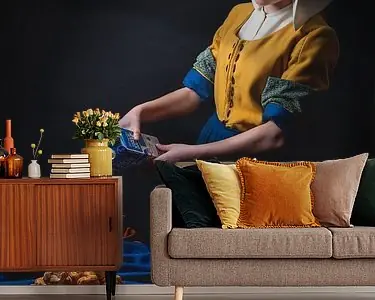 Het Melkmeisje van Joh Vermeer in een moderne versie. Wysoka jakość