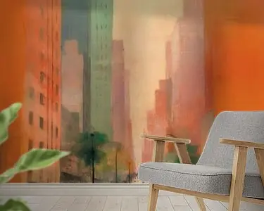 Modern en abstract straatleven in warme kleuren Szybka dostawa