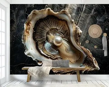 Kup teraz Oester met een glinsterende parel met stijlvolle achtergrond