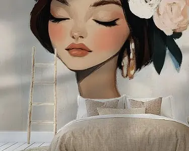 Kup teraz Portret met bloemen in pastelkleuren