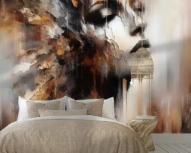 Vrouwengezicht met bruin en goud Oferta