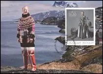 Oryginalny Groenland - 40 jarig bestuur Deense Koningin - Postfris souvenir velletje