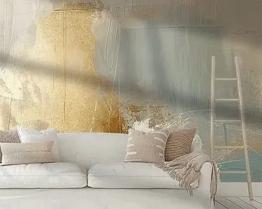 Wysoka jakość Modern abstract in wabi-sabi stijl met gouden accent