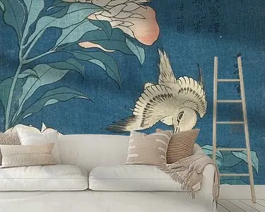 Pioenrozen en kanarie, Katsushika Hokusai Bezpieczna płatność