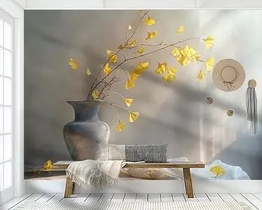 Autentyczny Stilleven, Ginkgo Biloba in Vaas