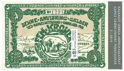 Groenland - Groen bankbiljet - Postfris souvenirvelletje Zwrot pieniędzy