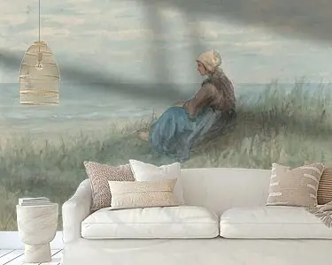 Een vrouw zit op een duin en kijkt uit over zee, Jozef Israëls Bezpieczna płatność